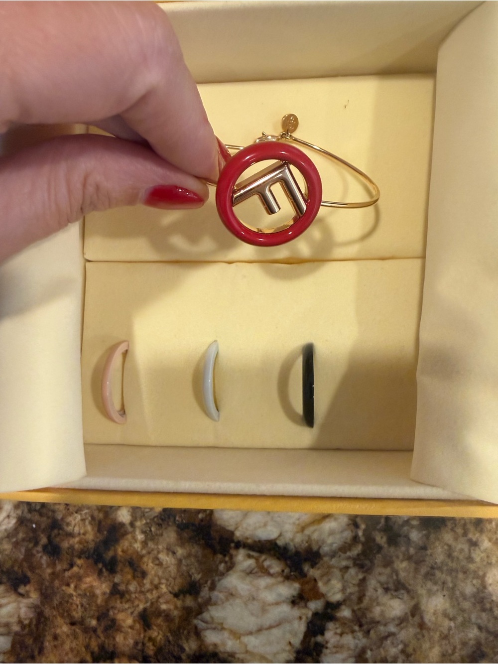 Fendi Gold-Tone Bracelet with Interchangeable Enamel Charm
